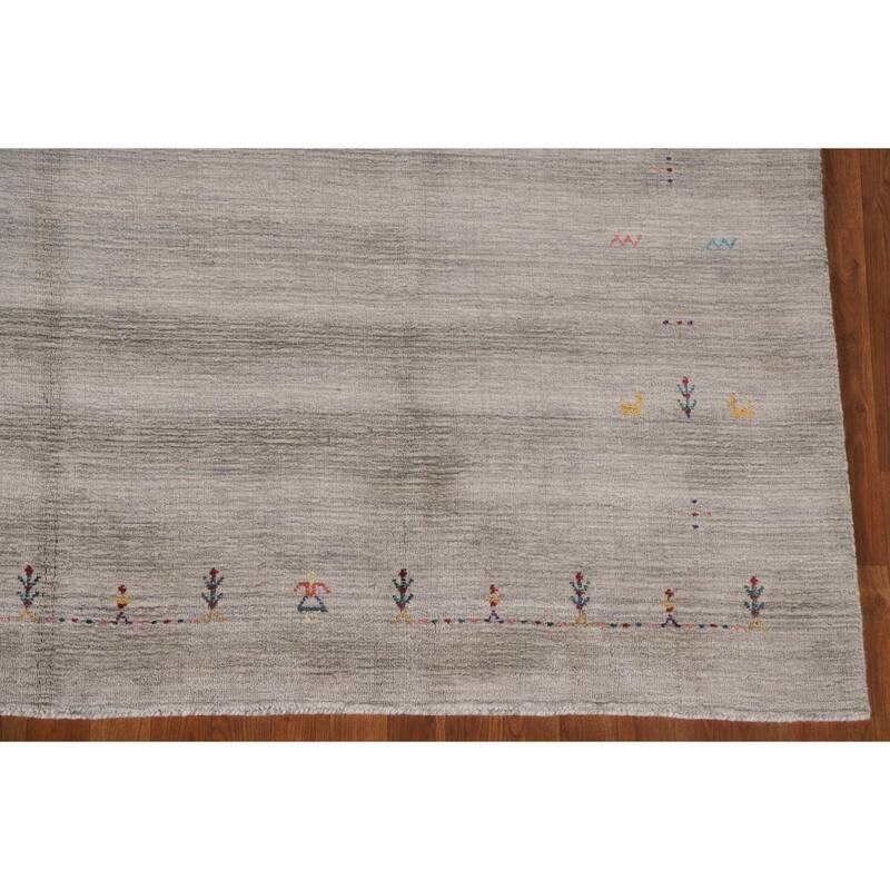 Gabbeh Oriental Area Rug Hand-Knotted Wool Carpet - 8'0"x 9'8"