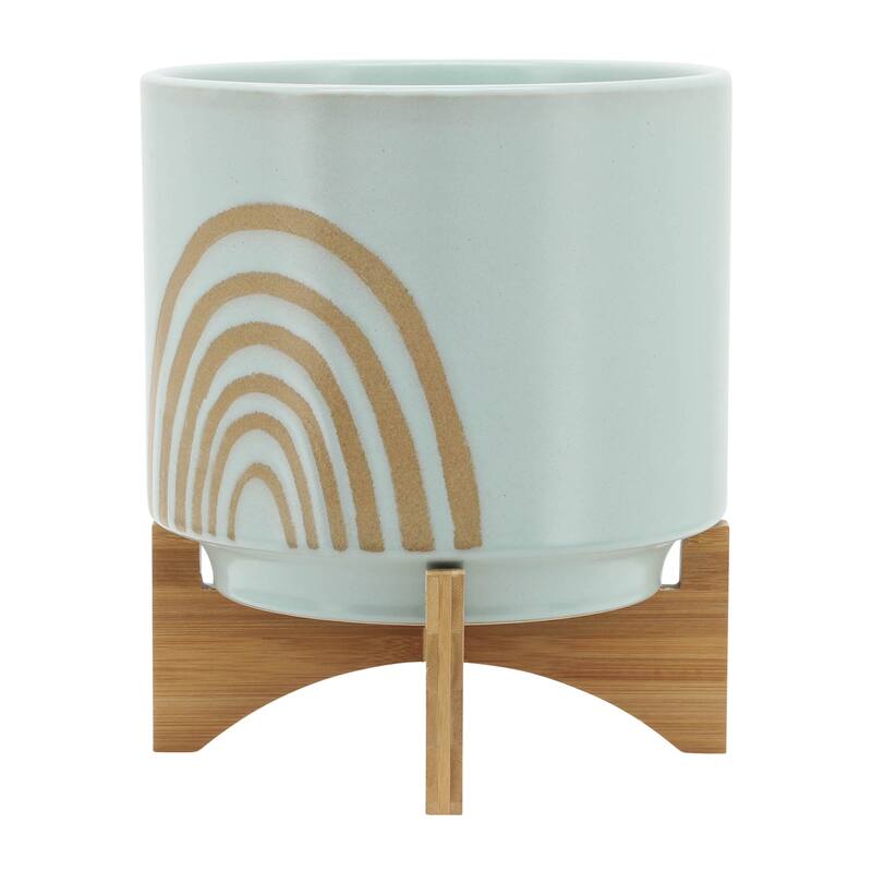 Sagebrook Home Ceramic Rainbow Arch Planter Pot with Stand
