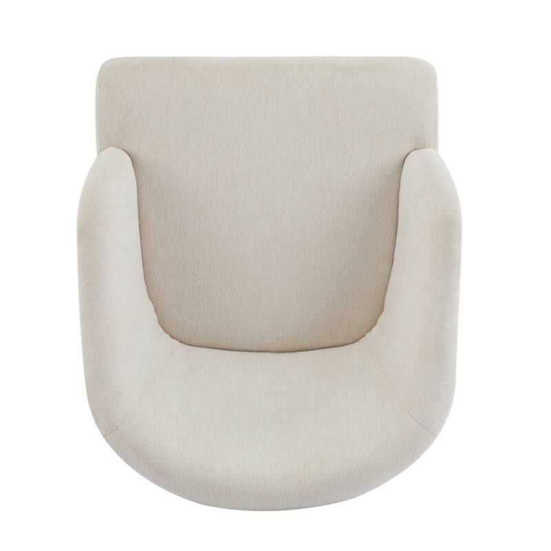 Modern Accent Chair with Round Back & Wooden Legs - Mid-Century Inspired Lounge Chair - Soft Fabric Upholstery