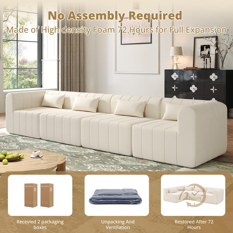 Christopher Knight Home - Modular Polyester Upholstered Sectional Sofa with 4-Piece Compressed Sponge - 145.5"