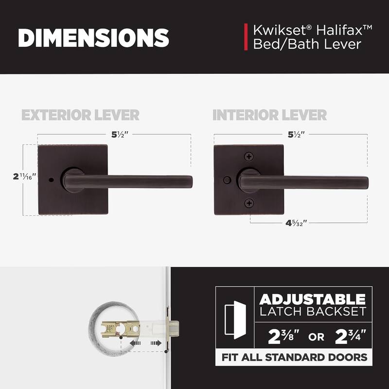Kwikset Halifax Interior Privacy Door Handle with Lock, Door Lever For Bathroom and Bedroom, Venetian Bronze