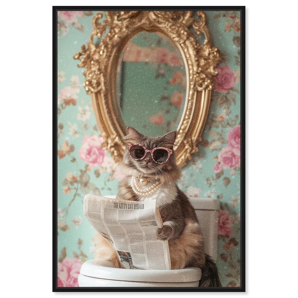 Ornate Kitty Toilet Time Canvas by Art Remedy