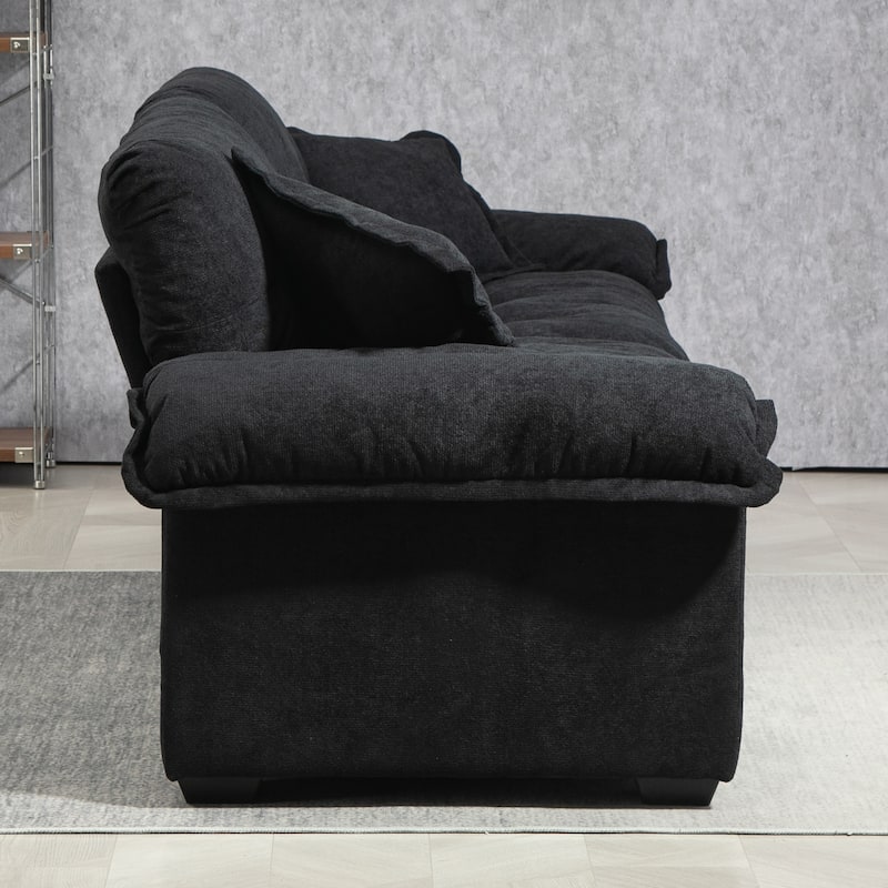 84" Chenille Sofa Small Sofa Loveseat Deep Seat Sofa Couch with 2 Throw Pillows & Memory Foam Lounge
