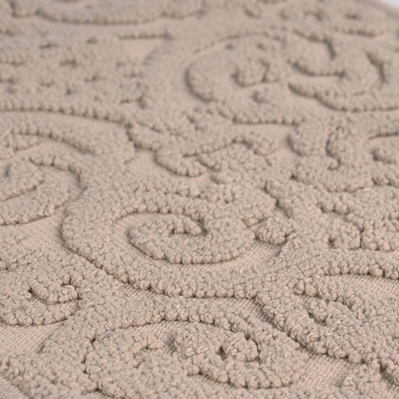 Blue Nile Mills Elegant Floral Scroll Textured Machine Washable Bath Rugs, Set of 2