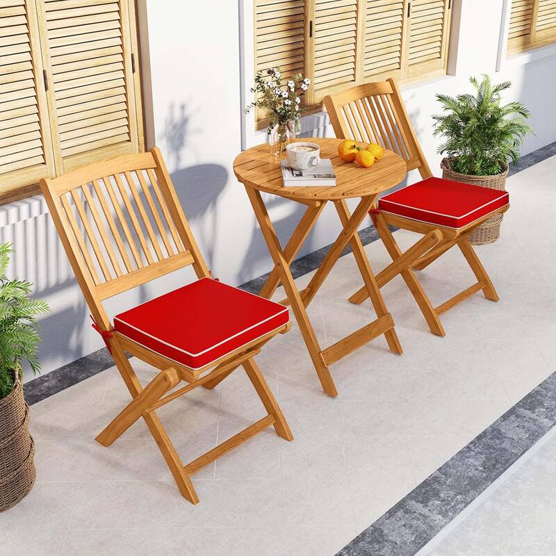 2/4PCS Patio Folding Chairs Portable Acacia Wood Dining Chair