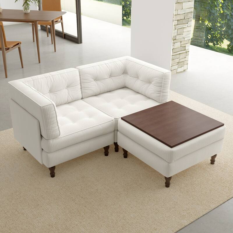 Oversized Sofa Corduroy Tufted Modular Sectional Set