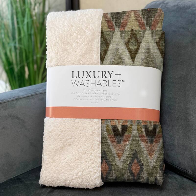 Premium Machine Washable Boho Global Sherpa Throw Blanket