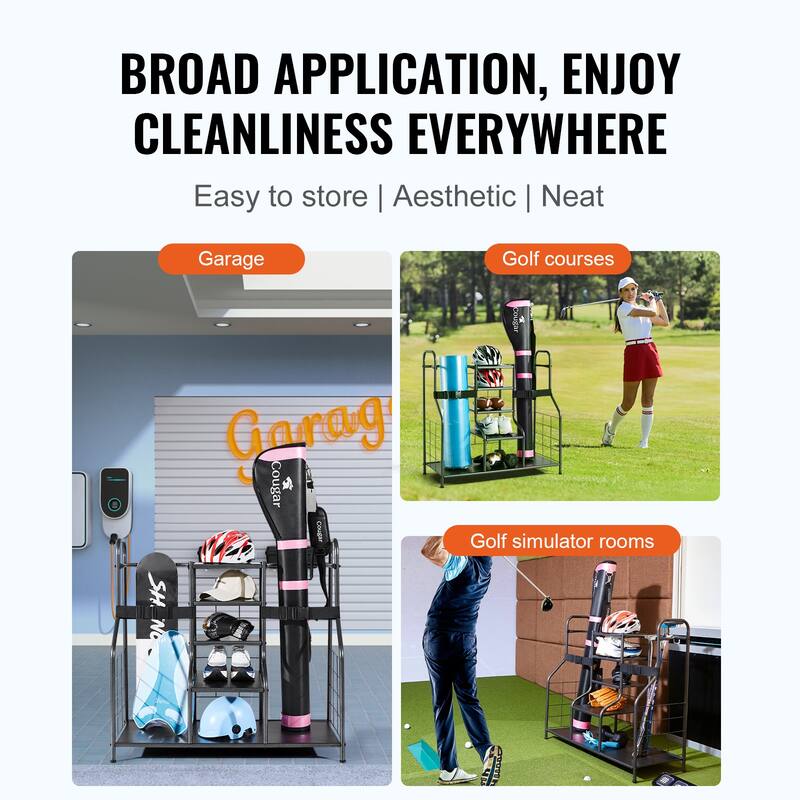 Golf Storage Garage Organizer Outdoor Sport Gear and Toy Storage with Baskets & Hooks