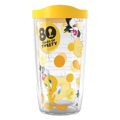 Tervis Warner Brothers Tweety 80th Anniversary Made in USA Double Walled Insulated Travel Tumbler, Classic - 16oz