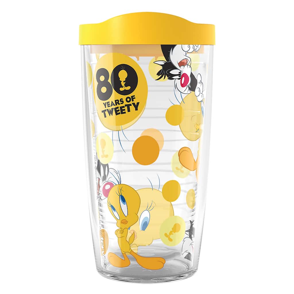 Tervis Warner Brothers Tweety 80th Anniversary Made in USA Double Walled Insulated Travel Tumbler, Classic - 16oz