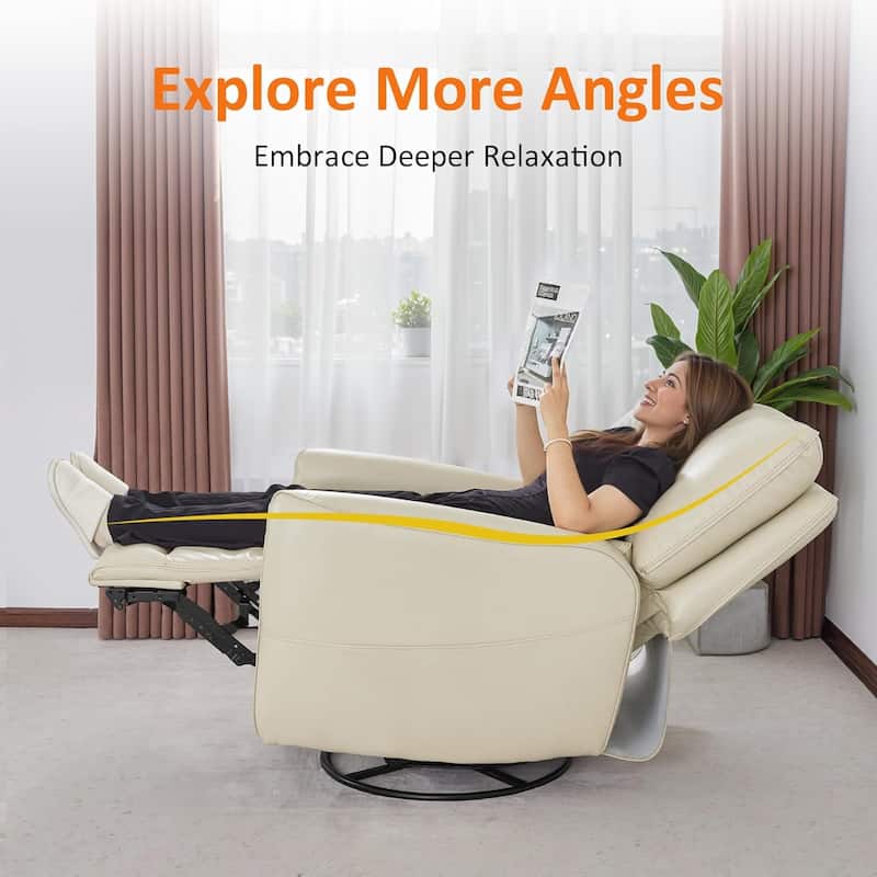 MCombo Power Swivel Rocker Recliner with Lumbar Support, Faux Leather Electric Nursery Glider Recliner Chair