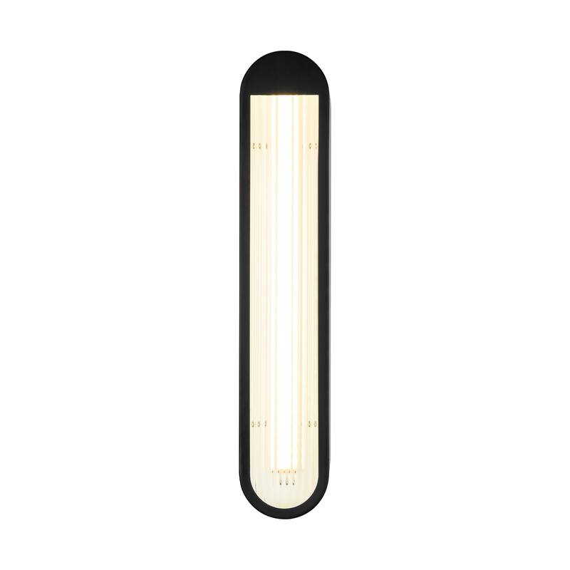 Rennnsan 25.6" 1-Light Modern Brass/Black Linear Bathroom Vanity Light with Ribbed Glass Shade