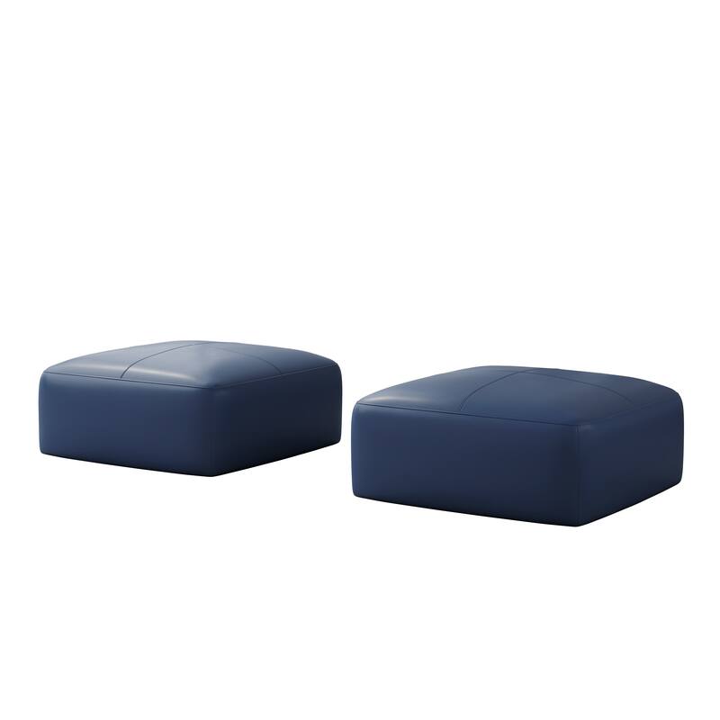 UIXE Genuine Leather Ottoman, Upholstered Ottoman for Living Room