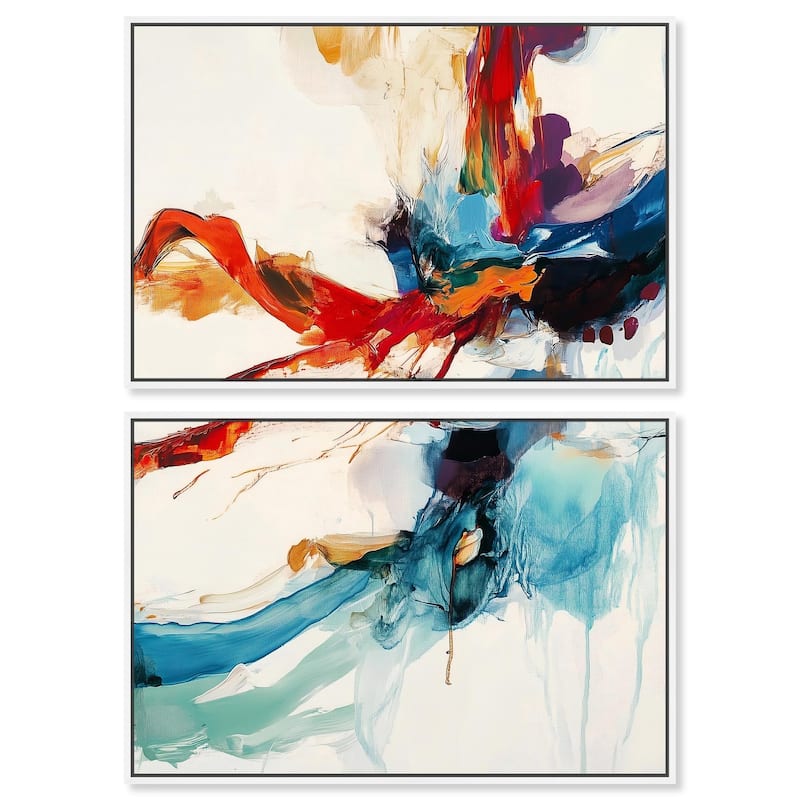 Vibrant Palette I Canvas Set of 2 by Art Remedy - 36" x 24" - White