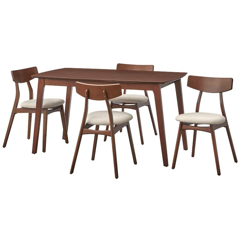 Simple Living Solid Beechwood Cadiz 5-piece Dining Set - Beige/Walnut