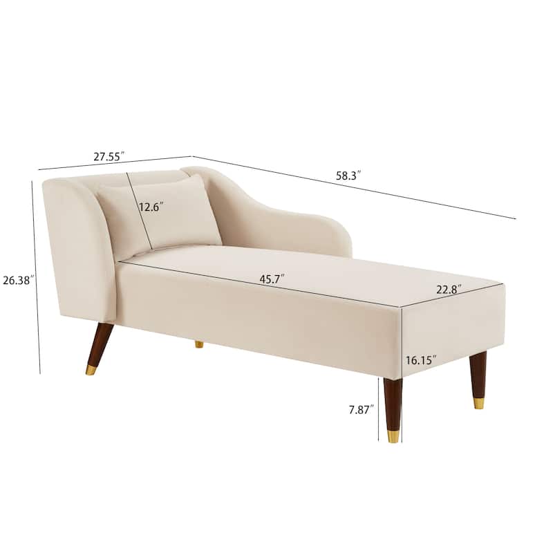 Modern Chaise Lounge Chair with Velvet Upholstery - 29.50 x 55.90 x 28.70
