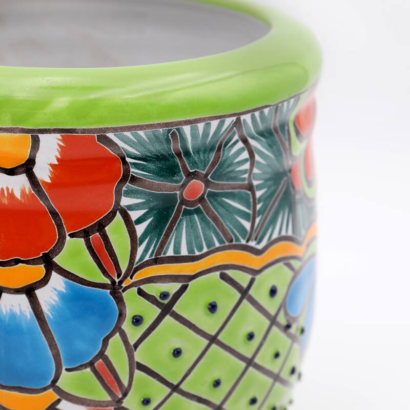 Talavera 9 in. Green Ceramic Decorative Planter