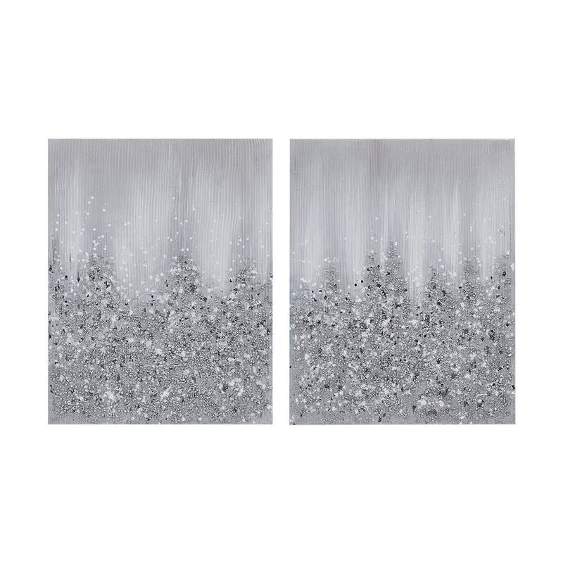 Gracie Mills Louise Tranquil Sorbet Sky Gel Coat Canvas - 22 x 28 - Silver