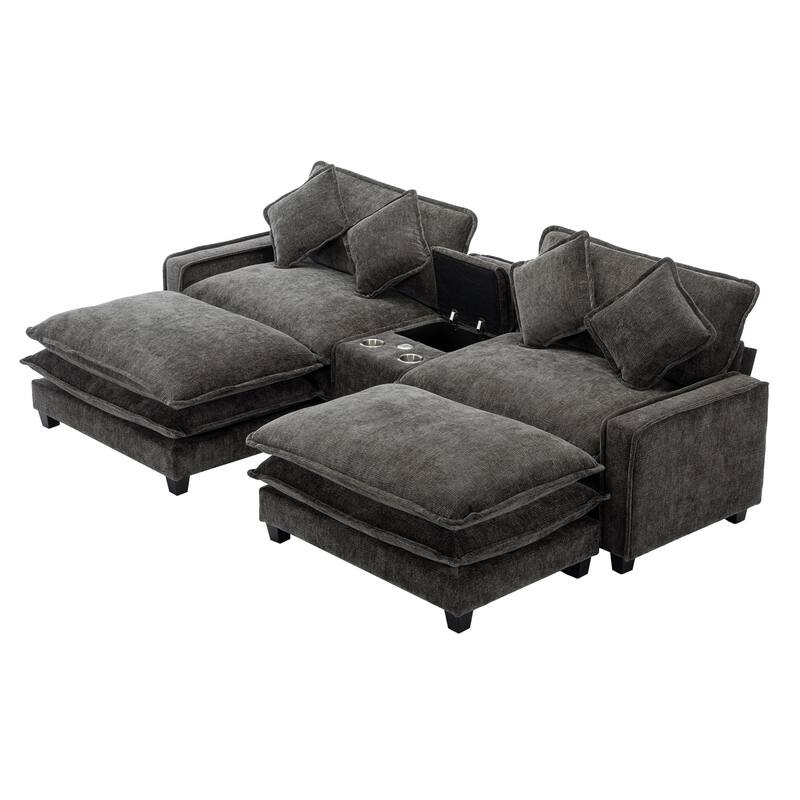 Stylish and Functional Sectional Sofa with Chenille Upholstery by Harper&Bright Designs
