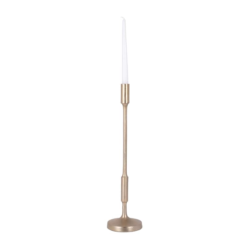 Champagne Metal Candle Holder Contemporary Aluminum Narrow Taper Candle Holder for Home, Office, Event Decor