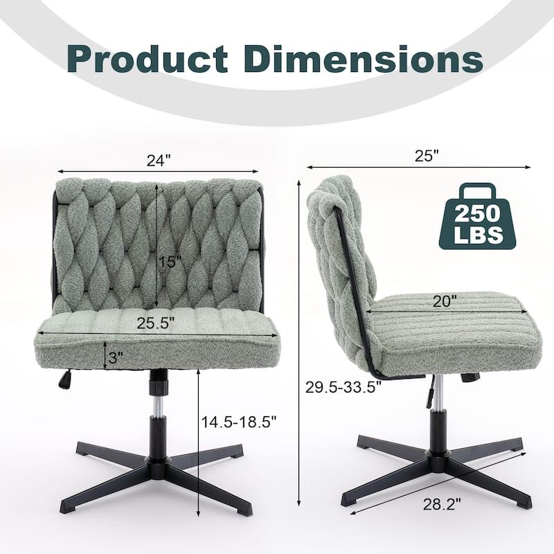 Upholstered No Wheels Armless Office Desk Chair
