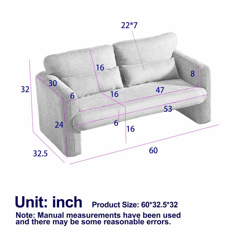 Corduroy Fabric Free Combination Sofa Set w/Support Pillow