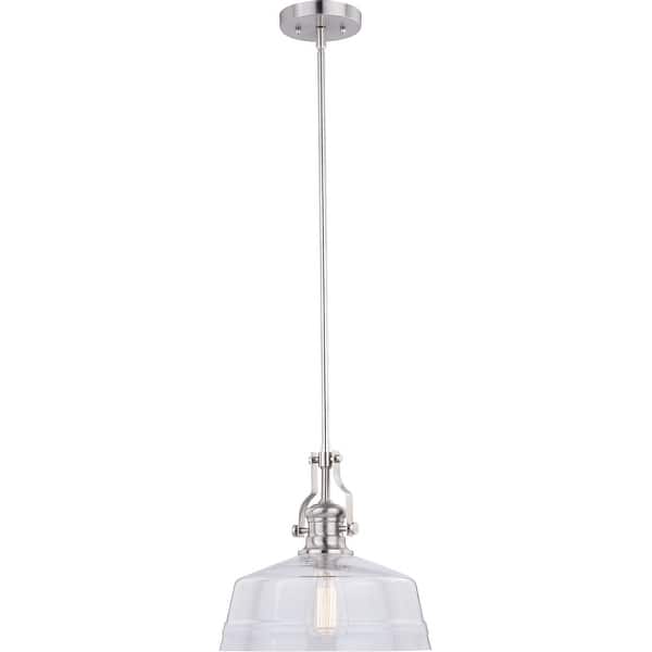 slide 2 of 10, Vaxcel Lighting Beloit Single Light 12" Wide Pendant with A Glass Satin Nickel