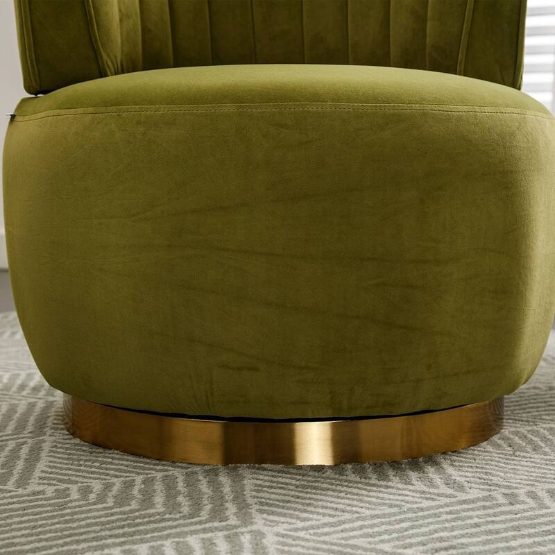 Modern Velvet 360 Degree Swivel Round Armrest Upholstered Accent Chair