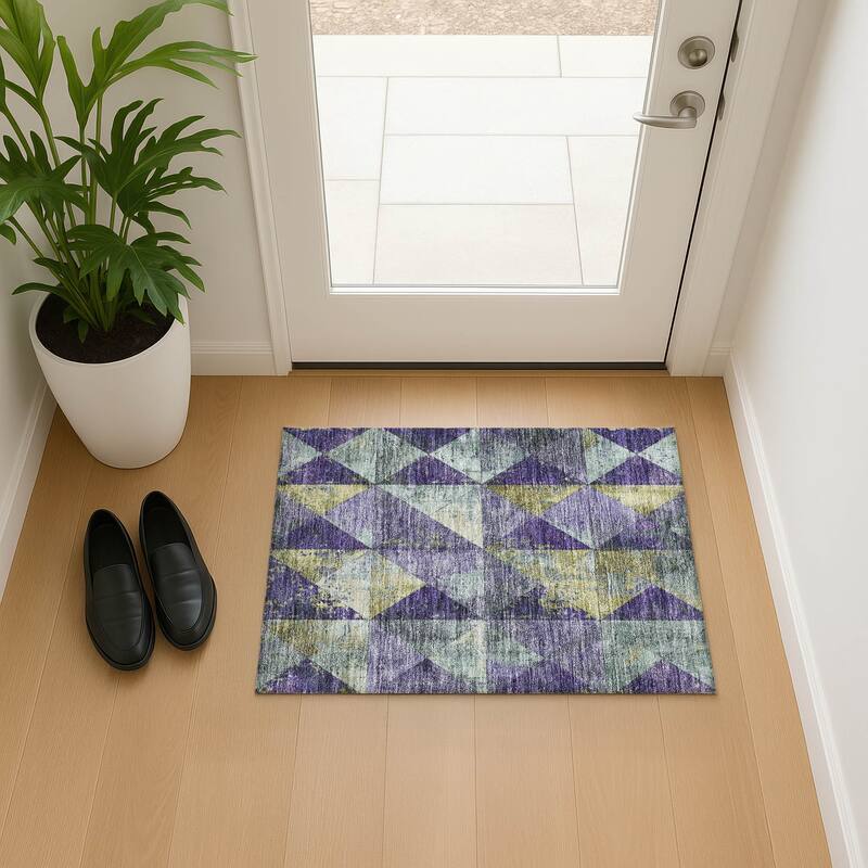 Premium Washable Super Soft Diamond Mosaic Mayfield Rug - Eggplant - 1'8" x 2'6"