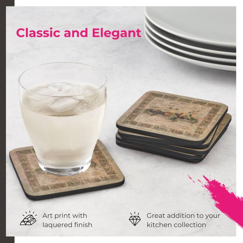 Pimpernel Set of 6 Tuscan Palette Coasters - 4 Inches Sq.