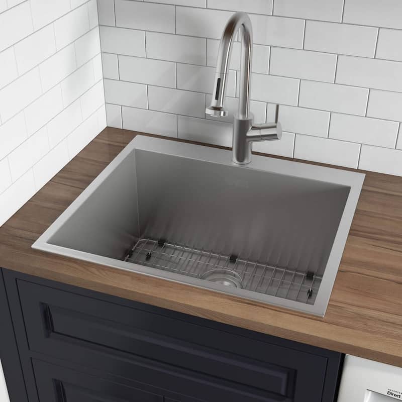 Ruvati Topmount Laundry Utility Sink 25" x 22" x 12" Deep 16 Gauge Stainless Steel - RVU6010 - 25" X 22"