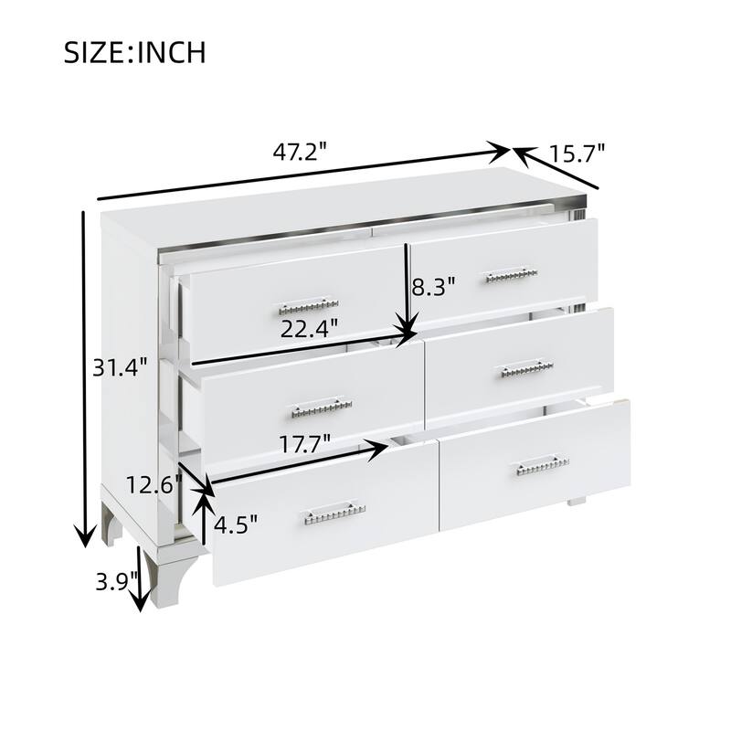 Elegant High Gloss Dresser with Metal Handle