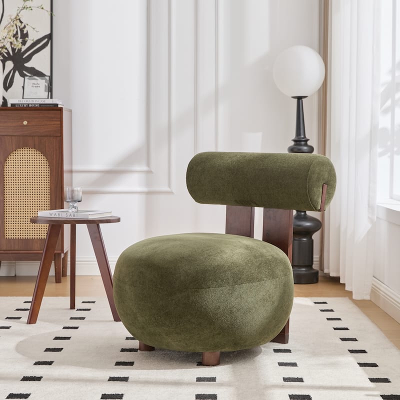 Christopher Knight Home - Modern Velvet Solid Wood Accent Chair with Sculptural Design - Olive Green