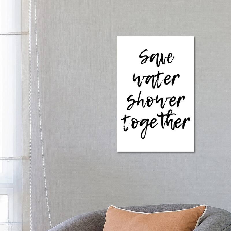 iCanvas "Save Water Shower Together" by Pixy Paper Canvas Print - 26x18x1.5