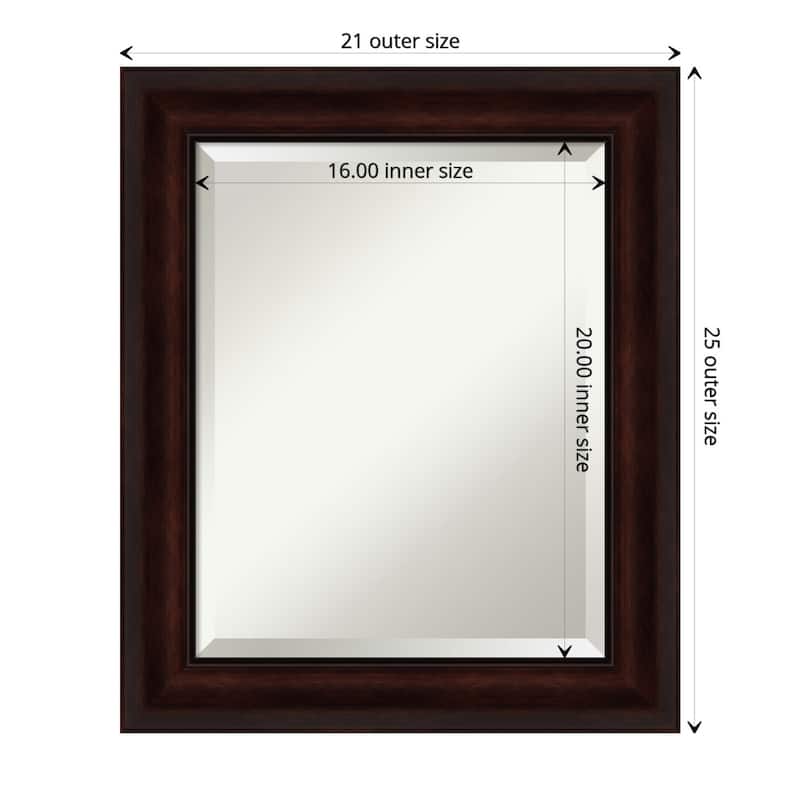 Beveled Bathroom Wall Mirror - Coffee Bean Brown Frame - Coffee Bean Brown - Outer Size: 21 x 25 in