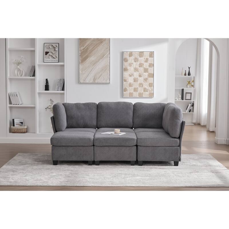 GDFStudio - Modular Polyester 6-Seat 113.39" Sectional with Storage Ottoman
