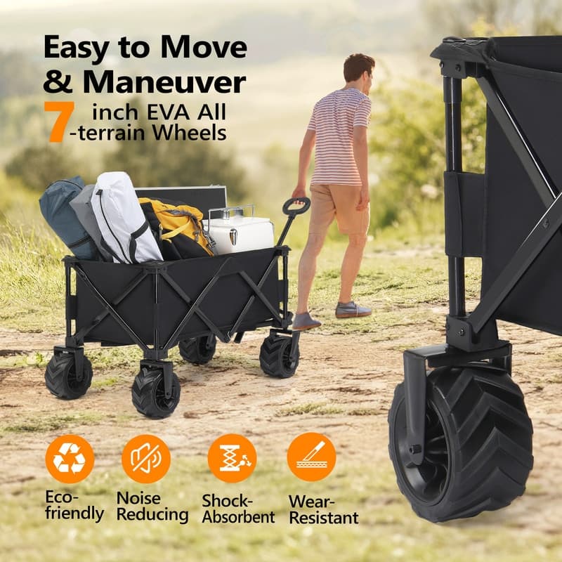 Garden Cart 220lbs Capacity Portable Collapsible Utility Wagon - N/A