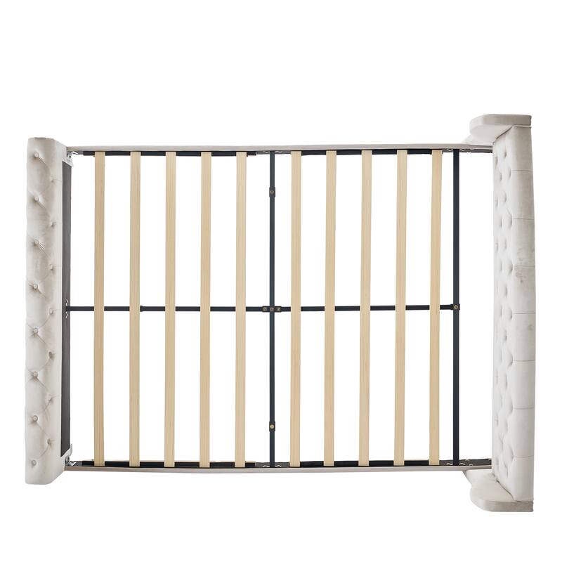 Christopher Knight Home - Amara Traditional Velvet Upholstered Sleigh Bed with Wingback Headboard & Scroll Footboard, Queen Size