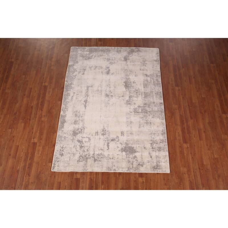 Abstract Contemporary Area Rug Hand-Knotted Oriental Wool Carpet - 5'4"x 7'7"