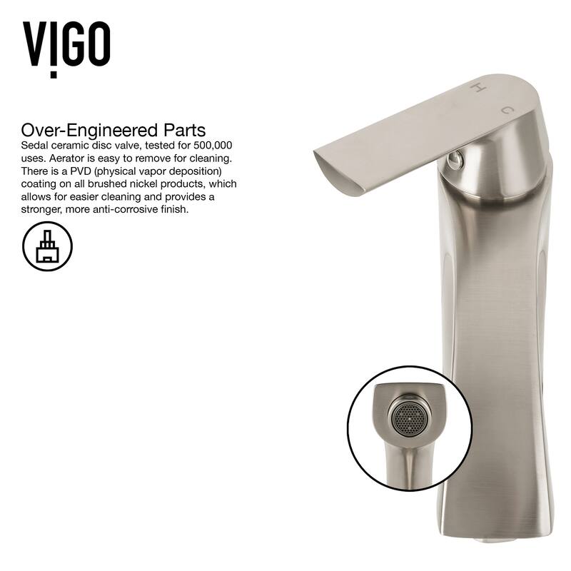VIGO Linus 12" H Single Handle Single Hole Bathroom Vessel Faucet