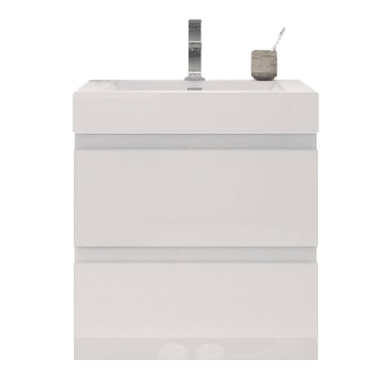 Baillie 24'' Wall-Mounted Vanity with Reinforced Acrylic Sink - 24''Width - High Gloss White