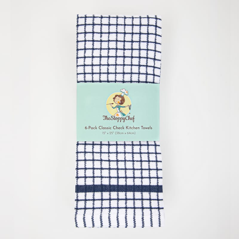 The Sloppy Chef Classic Checkered 6-Piece Kitchen Towels - 15x25