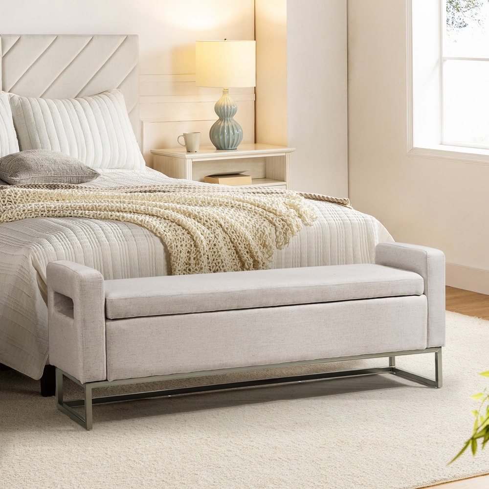 Diana Modern Upholstered Filp-Top Storage Bench with Sturdy Metal Legs