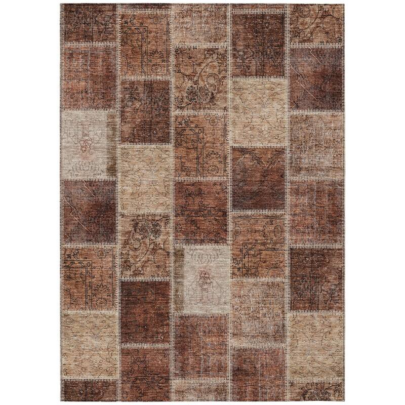 Machine Washable Indoor/ Outdoor Chantille Traditional Patchwork Rug