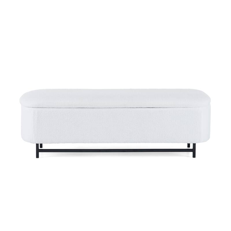 Modern 57" Flip-Top Storage Ottoman Bench with Metal Legs