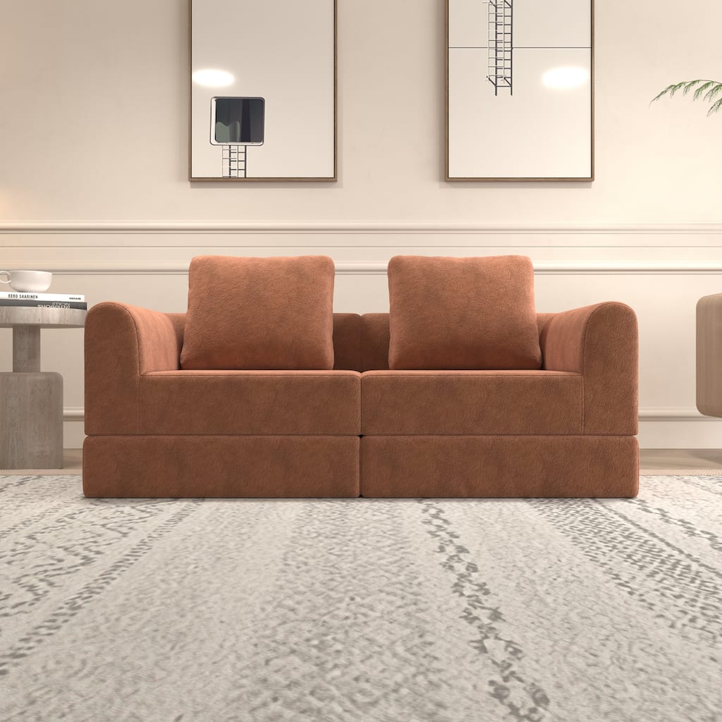 Folding 2 Tier Loveseat Sofa Portable Futon Couch with Cushion Support