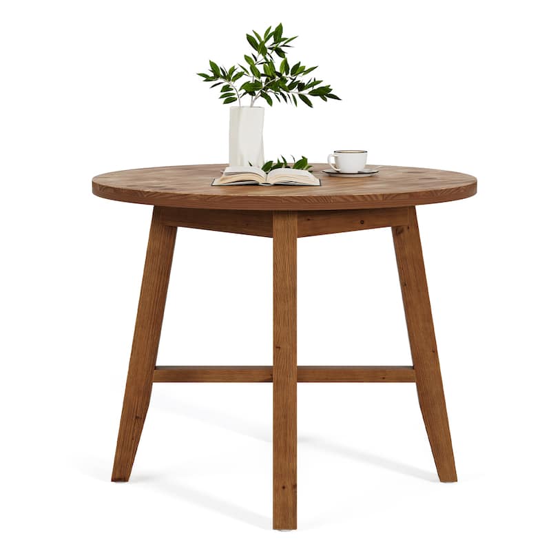 31.5-Inch Round Dining Table, Solid Wood Farmhouse Kitchen Table - N/A