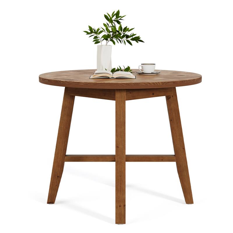 Solid Wood Round Dining Table, 31.5-Inch Farmhouse Kitchen Table