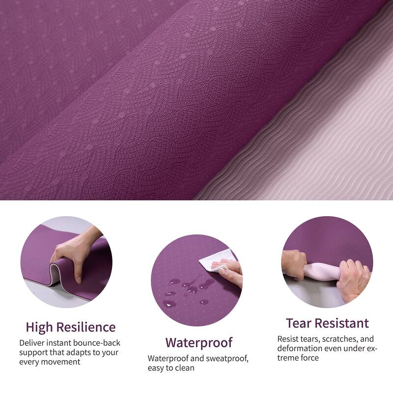 72"x24" Non-Slip TPE Yoga Mat, Professional Exercise Mat for Pilates
