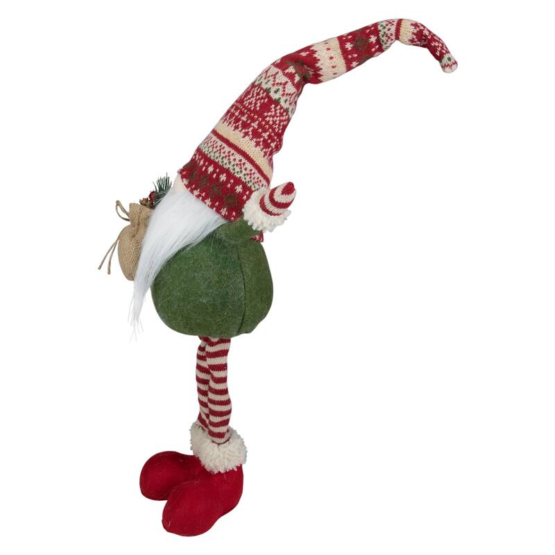 27" Red and Green Standing Gnome Tabletop Christmas Decoration with Gift Bag